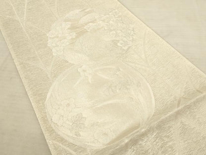 平和屋着物＊夏物 六通柄袋帯 草花丸文 銀糸 正絹 逸品 AAAU6219pf