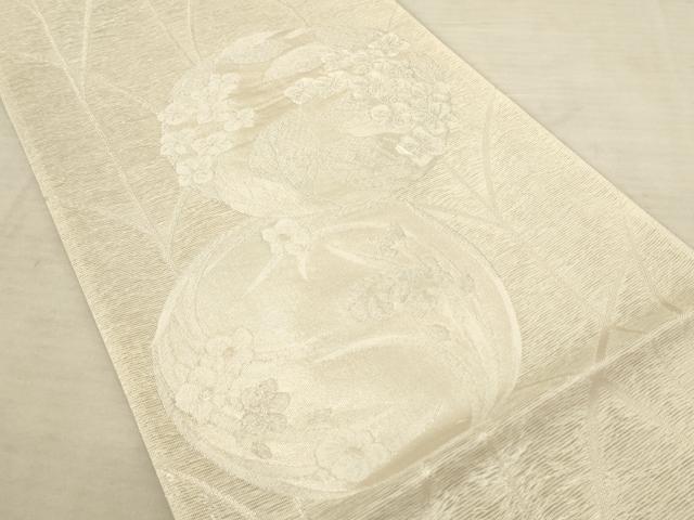 平和屋着物＊夏物 六通柄袋帯 草花丸文 銀糸 正絹 逸品 AAAU6219pf
