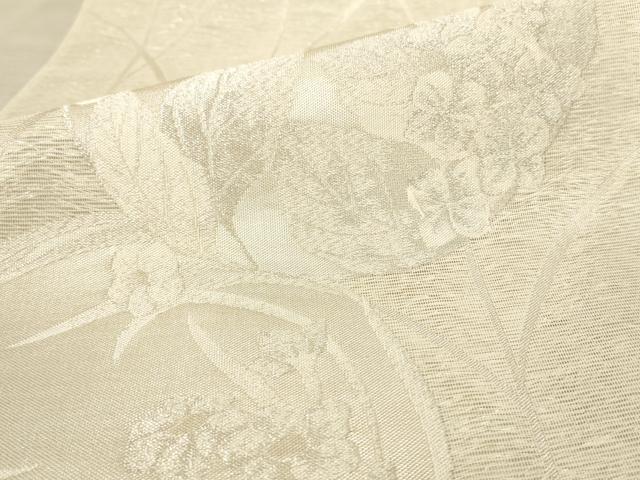 平和屋着物＊夏物 六通柄袋帯 草花丸文 銀糸 正絹 逸品 AAAU6219pf
