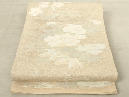 平和屋着物＊夏物 六通柄袋帯 草花文 銀糸 正絹 逸品 AAAU6249pf