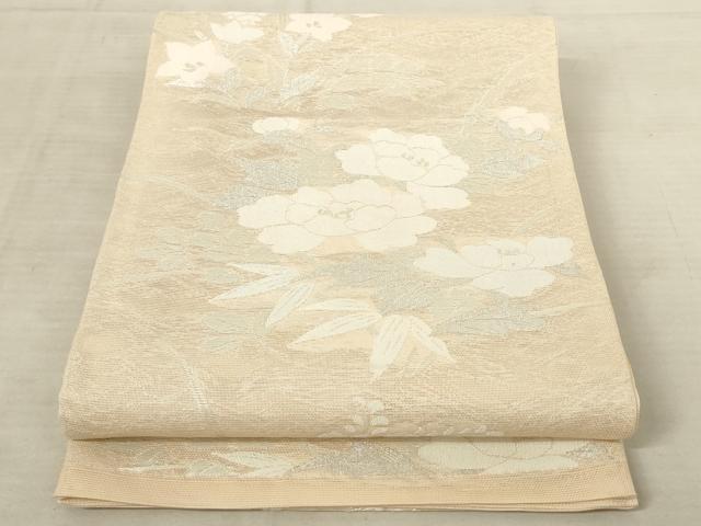 平和屋着物＊夏物 六通柄袋帯 草花文 銀糸 正絹 逸品 AAAU6249pf