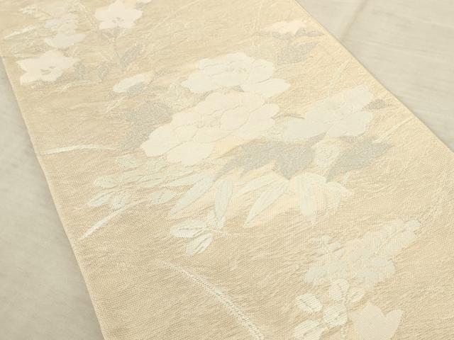 平和屋着物＊夏物 六通柄袋帯 草花文 銀糸 正絹 逸品 AAAU6249pf