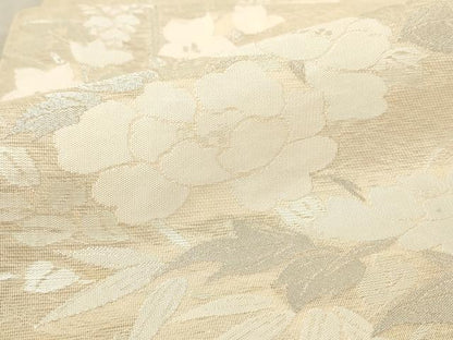 平和屋着物＊夏物 六通柄袋帯 草花文 銀糸 正絹 逸品 AAAU6249pf