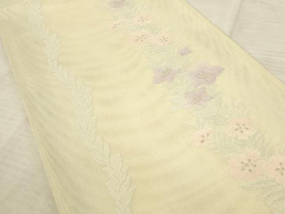 平和屋着物＊夏物 六通柄袋帯 草花文 銀糸 正絹 逸品 AAAU6253pf