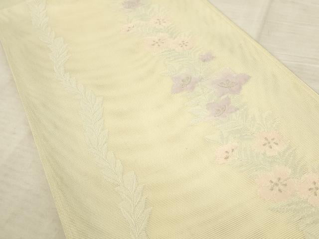 平和屋着物＊夏物 六通柄袋帯 草花文 銀糸 正絹 逸品 AAAU6253pf