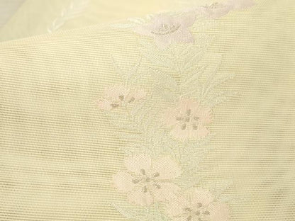 平和屋着物＊夏物 六通柄袋帯 草花文 銀糸 正絹 逸品 AAAU6253pf