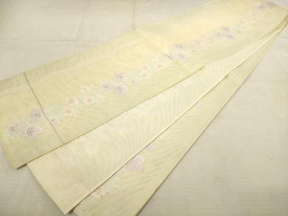 平和屋着物＊夏物 六通柄袋帯 草花文 銀糸 正絹 逸品 AAAU6253pf
