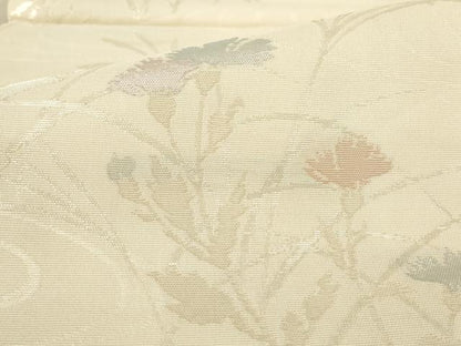 平和屋着物＊夏物 六通柄袋帯 流水草花文 銀糸 正絹 逸品 AAAU6256pf