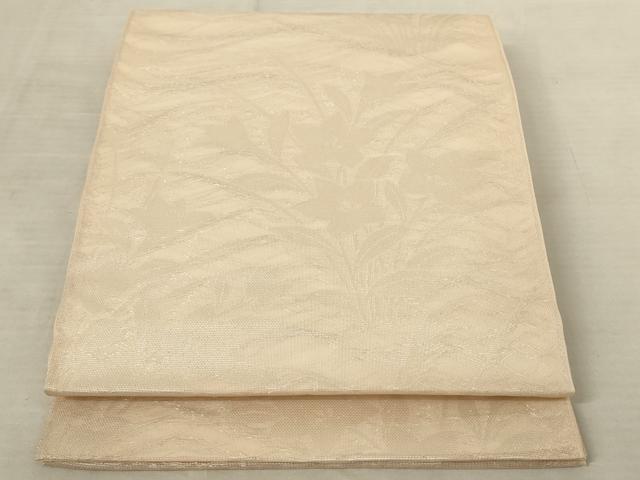 平和屋着物＊夏物 六通柄袋帯 草花文 銀糸 正絹 逸品 AAAU6259pf