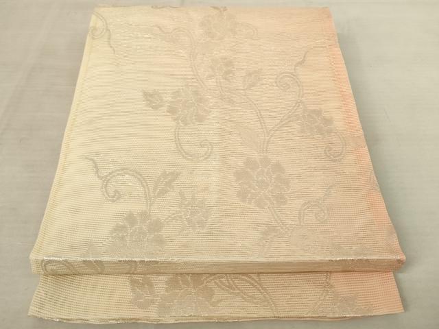 平和屋着物＊夏物 六通柄袋帯 枝花文 銀糸 正絹 逸品 AAAU6261pf