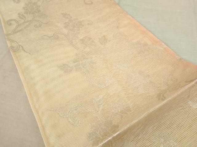 平和屋着物＊夏物 六通柄袋帯 枝花文 銀糸 正絹 逸品 AAAU6261pf