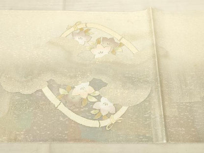 平和屋着物＊夏物　太鼓柄袋帯　佐賀錦　花籬文　金銀糸　正絹　逸品　AAAU6262pf