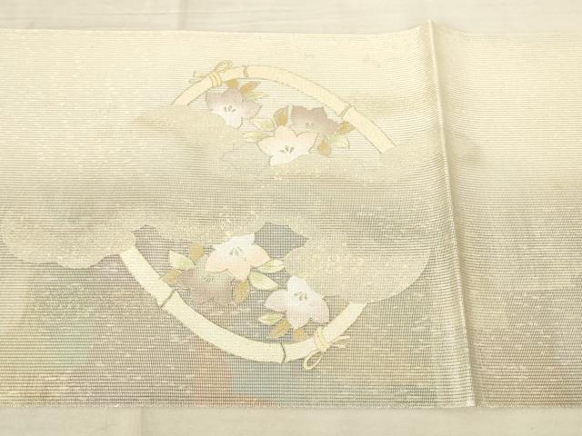 平和屋着物＊夏物　太鼓柄袋帯　佐賀錦　花籬文　金銀糸　正絹　逸品　AAAU6262pf