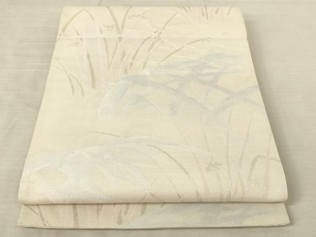平和屋着物＊夏物 六通柄袋帯 草花籬文 銀糸 正絹 逸品 AAAU6265pf