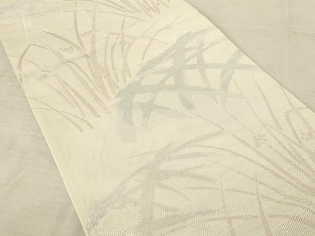 平和屋着物＊夏物 六通柄袋帯 草花籬文 銀糸 正絹 逸品 AAAU6265pf