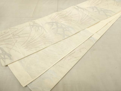 平和屋着物＊夏物 六通柄袋帯 草花籬文 銀糸 正絹 逸品 AAAU6265pf