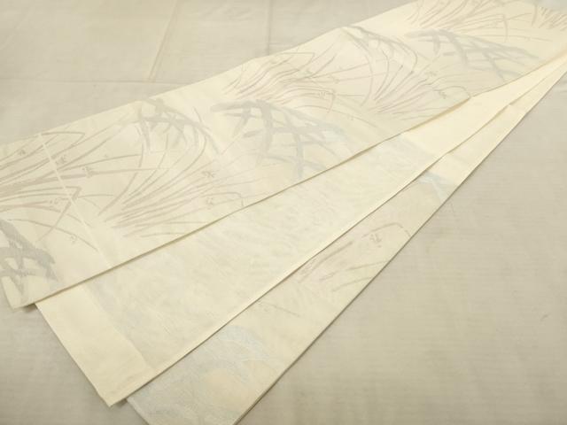 平和屋着物＊夏物 六通柄袋帯 草花籬文 銀糸 正絹 逸品 AAAU6265pf