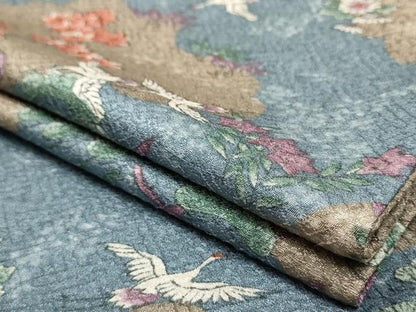 平和屋着物▽小紋 単衣 飛鶴草花文 洗える着物 AAAU6404iu