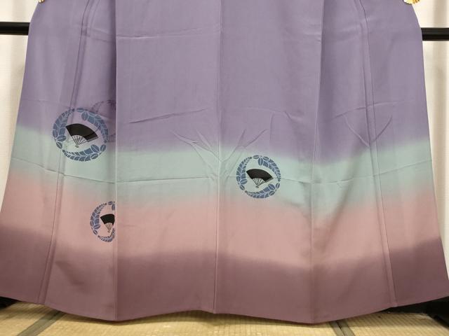 平和屋着物▽訪問着　単衣　扇面花丸文　暈し染め　さが美扱い　正絹　逸品　AAAU6425iu