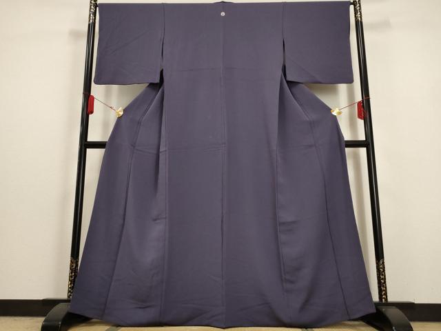 平和屋着物▽上質な色無地　単衣　深紫色　正絹　逸品　AAAU6426iu