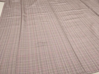 平和屋着物▽上質な小紋　単衣　格子　反端付き　正絹　逸品　未使用　AAAU6427iu