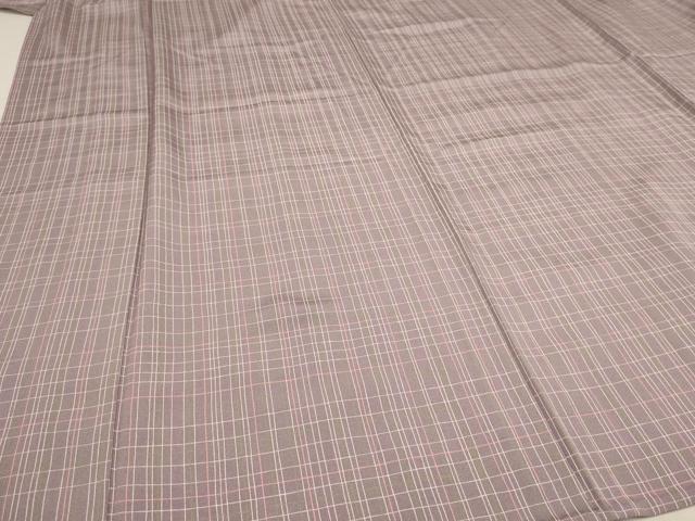 平和屋着物▽上質な小紋　単衣　格子　反端付き　正絹　逸品　未使用　AAAU6427iu