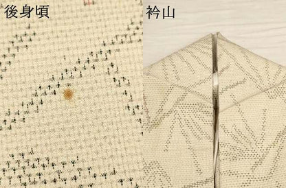 平和屋着物▽お召　単衣　松葉文　正絹　逸品　AAAU6428iu