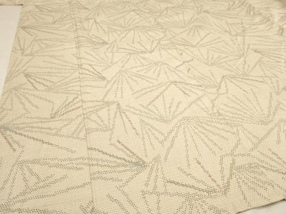 平和屋着物▽お召　単衣　松葉文　正絹　逸品　AAAU6428iu