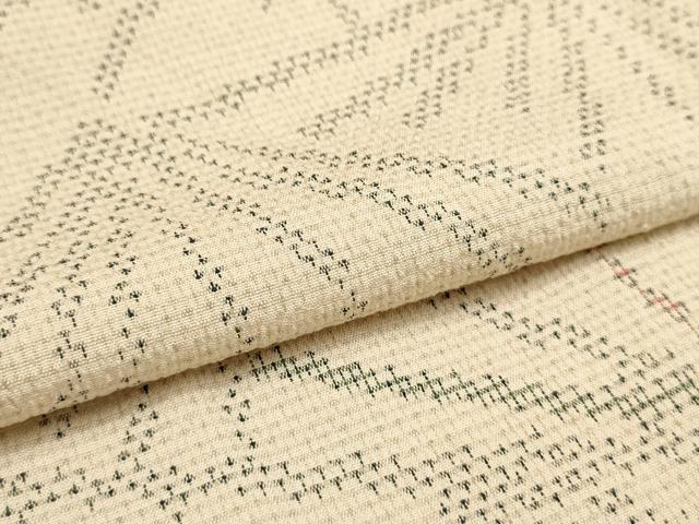 平和屋着物▽お召　単衣　松葉文　正絹　逸品　AAAU6428iu