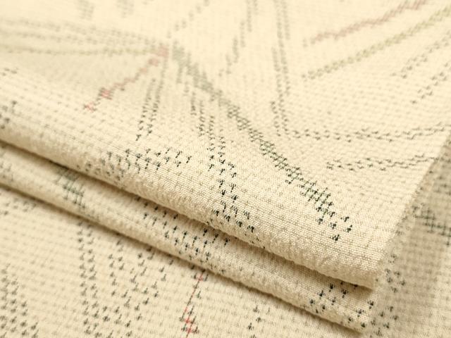 平和屋着物▽お召　単衣　松葉文　正絹　逸品　AAAU6428iu