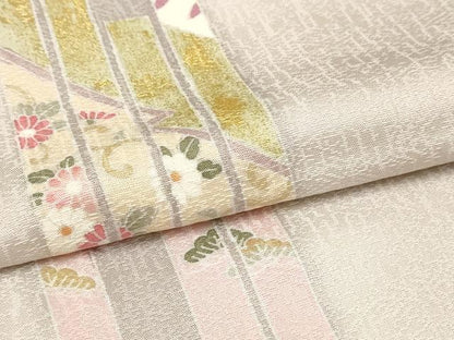 平和屋着物▽訪問着　単衣　友禅　短冊吉祥文　金彩　正絹　逸品　未使用　AAAU6430iu