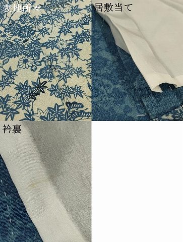 平和屋着物▽本場阿波藍染　角田智造　本藍型絵染　小紋　単衣　貝桶草花文　正絹　逸品　AAAU6431iu