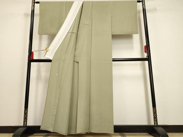 平和屋着物▽本加賀友禅作家 由水煌人監修 色無地 単衣 松葉色 正絹 逸品 AAAU6436iu