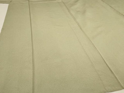 平和屋着物▽本加賀友禅作家 由水煌人監修 色無地 単衣 松葉色 正絹 逸品 AAAU6436iu