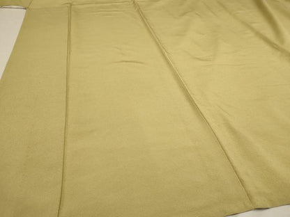 平和屋着物▽上質な色無地 単衣 青朽葉色 正絹 逸品 AAAU6439iu