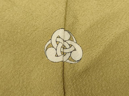 平和屋着物▽上質な色無地 単衣 青朽葉色 正絹 逸品 AAAU6439iu