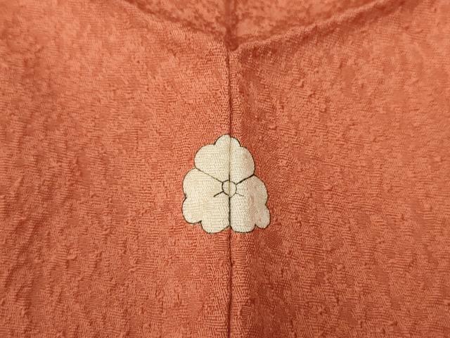 平和屋着物▽上質な色無地 単衣 煉瓦色 本草木染 反端付き 正絹 逸品 AAAU6441iu
