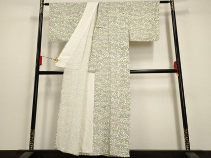 平和屋着物▽上質な小紋 単衣 枝葉文 正絹 逸品 AAAU6443iu