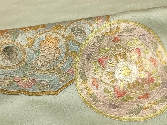 平和屋着物▽訪問着　単衣　正倉院鳳凰文　暈し染め　金彩　正絹　逸品　AAAU6452iu