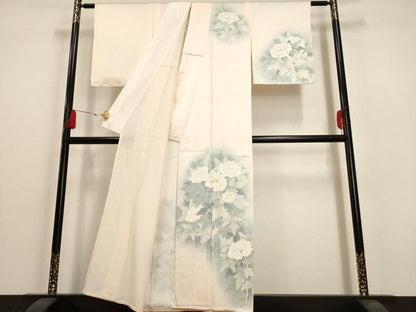 平和屋着物▽訪問着 単衣 草花文 暈し染め 金彩 正絹 逸品 AAAU6453iu