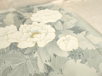 平和屋着物▽訪問着 単衣 草花文 暈し染め 金彩 正絹 逸品 AAAU6453iu