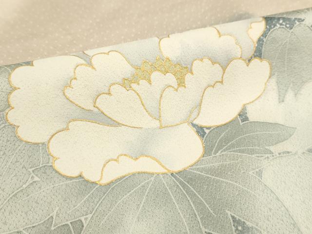 平和屋着物▽訪問着 単衣 草花文 暈し染め 金彩 正絹 逸品 AAAU6453iu
