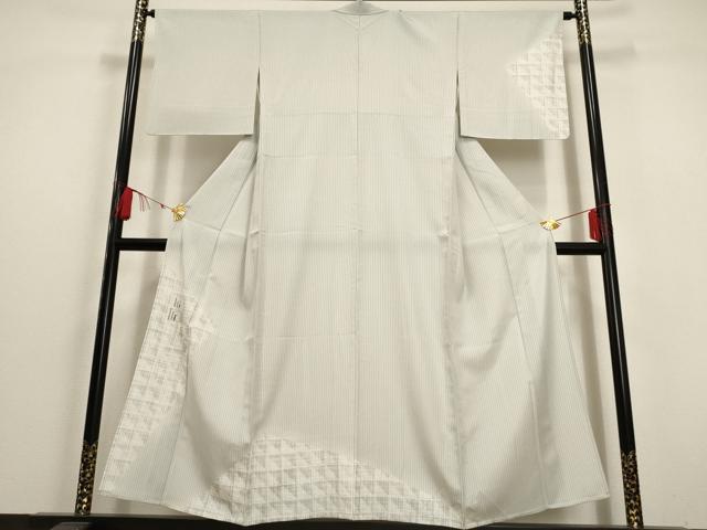 平和屋着物▽訪問着 単衣 刺繍 幾何学文様 金糸 正絹 逸品 AAAU6455iu