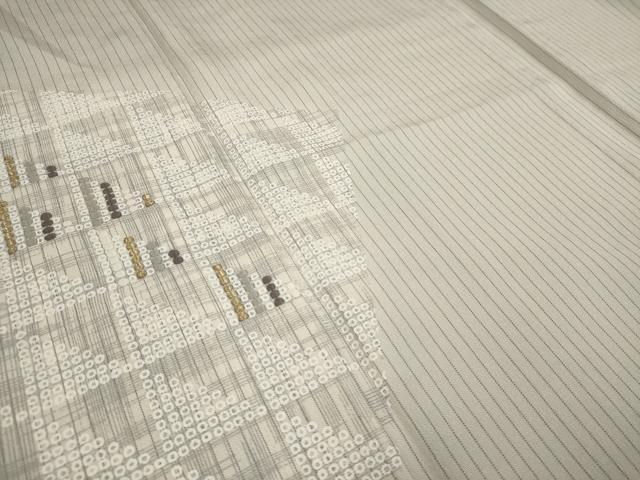 平和屋着物▽訪問着 単衣 刺繍 幾何学文様 金糸 正絹 逸品 AAAU6455iu