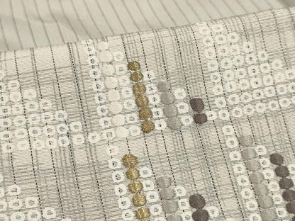 平和屋着物▽訪問着 単衣 刺繍 幾何学文様 金糸 正絹 逸品 AAAU6455iu