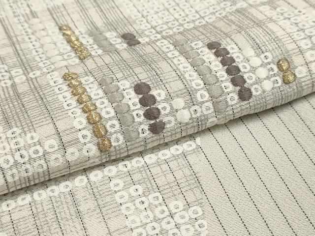 平和屋着物▽訪問着 単衣 刺繍 幾何学文様 金糸 正絹 逸品 AAAU6455iu
