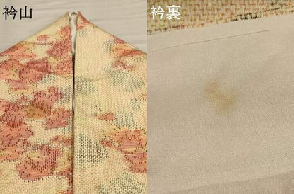 平和屋着物▽上質な紬 単衣 枝梅文 正絹 逸品 AAAU6457iu