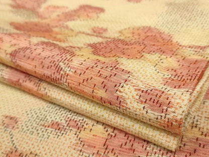平和屋着物▽上質な紬 単衣 枝梅文 正絹 逸品 AAAU6457iu