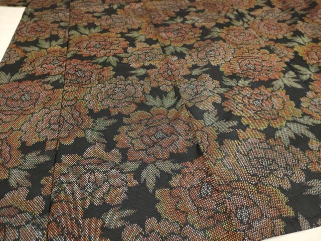 平和屋着物▽上質な紬 単衣 洋花文 正絹 逸品 AAAU6459iu