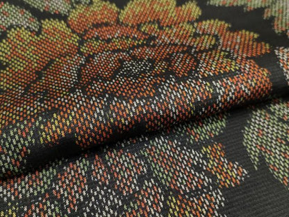 平和屋着物▽上質な紬 単衣 洋花文 正絹 逸品 AAAU6459iu